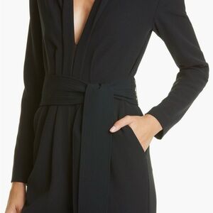 A.L.C. Kieran Plunge Neck belted long-sleeve black jumpsuit. Size 6-8